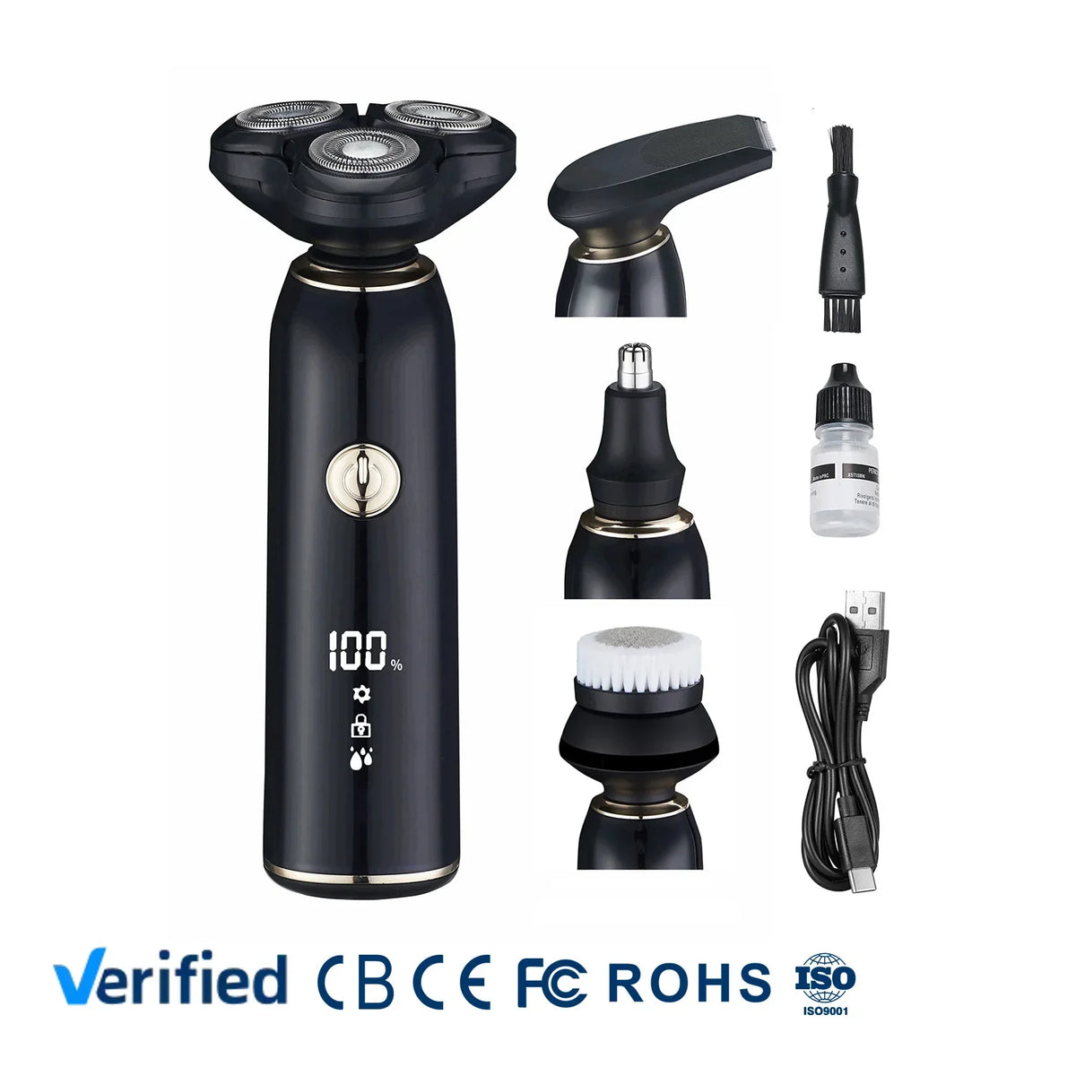 USB Rechargeable Rotary Electric Shaver – IPX7 Waterproof Men's