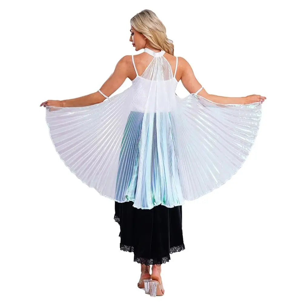 360° Belly Dancing Wings Shimmery Pleated Fairy Cape Cosplay