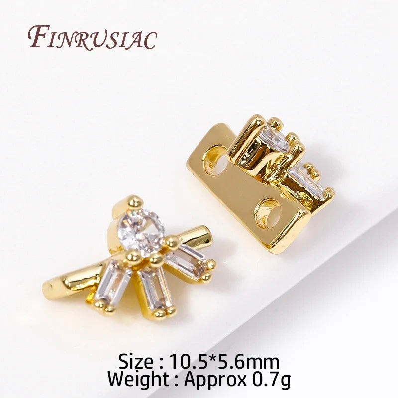 18K Gold Plated Zircon Flower Connector Spacer Beads – DIY Jewelry
