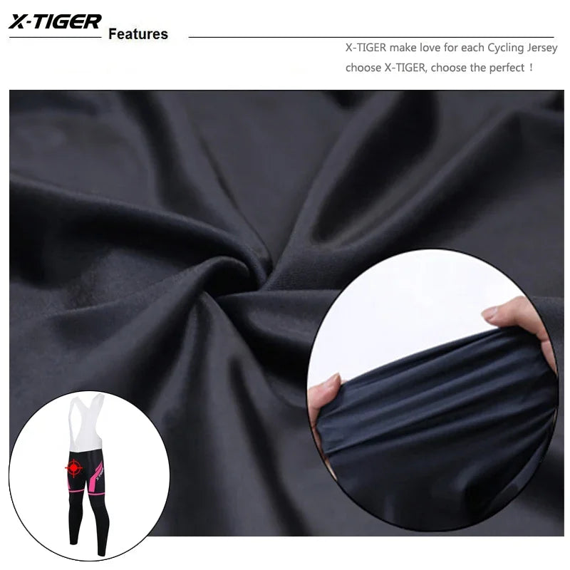 X-TIGER Women's Thermal Cycling Bib Tights | Winter MTB Pants