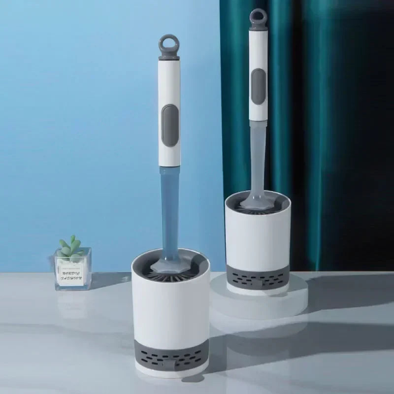 Refillable Silicone Toilet Brush Set – Wall-Mounted with Holder