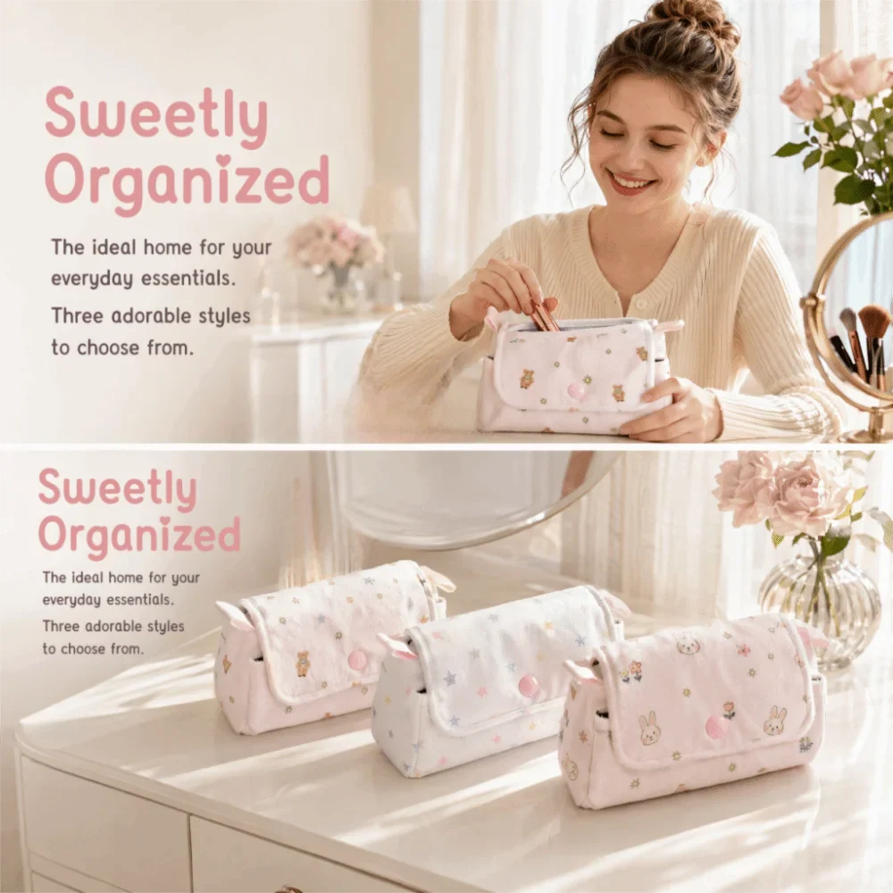 Korean Bear & Rabbit Large Capacity Pencil Case Pouch