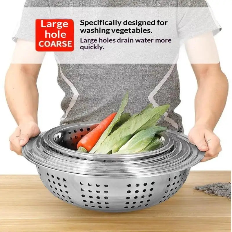 Stainless Steel Colander Rice Sieve Strainer Drain Basin