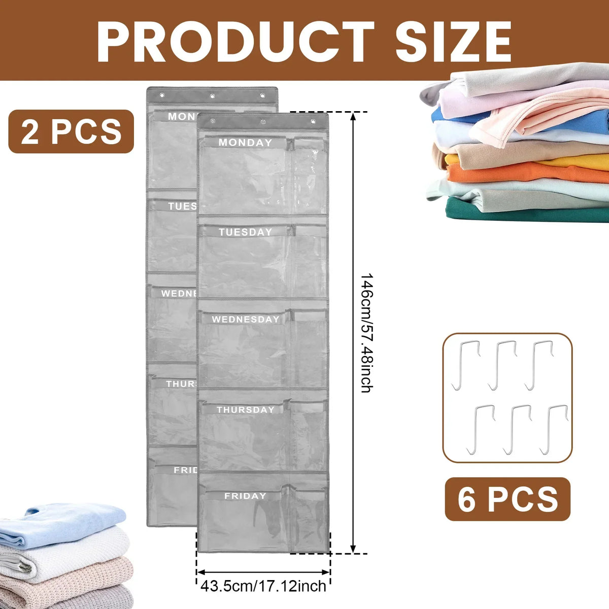 Over-The-Door Weekly Clothes Organizer – 1 or 2 Pack