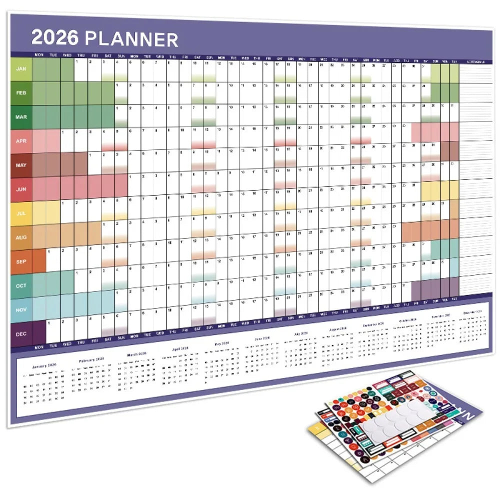 2026 Large Wall Calendar – 365-Day Annual Planner Sheet