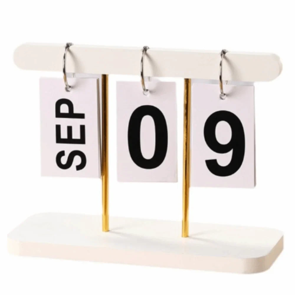 Wooden Flip Desk Calendar – Minimalist Perpetual Home Decor