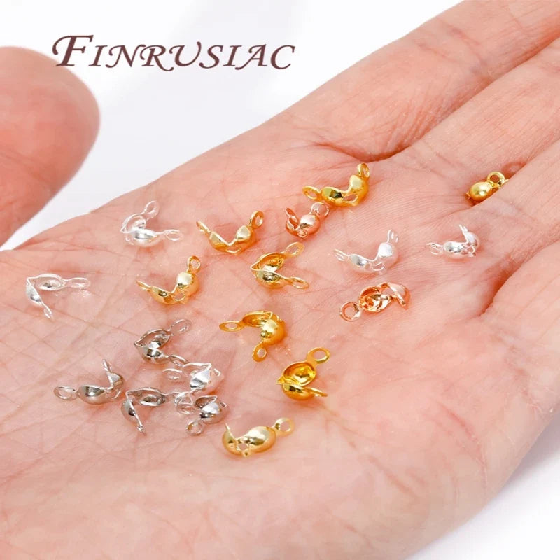 18K Gold Plated Crimp Bead Covers 3.2mm & 4mm | DIY Jewelry