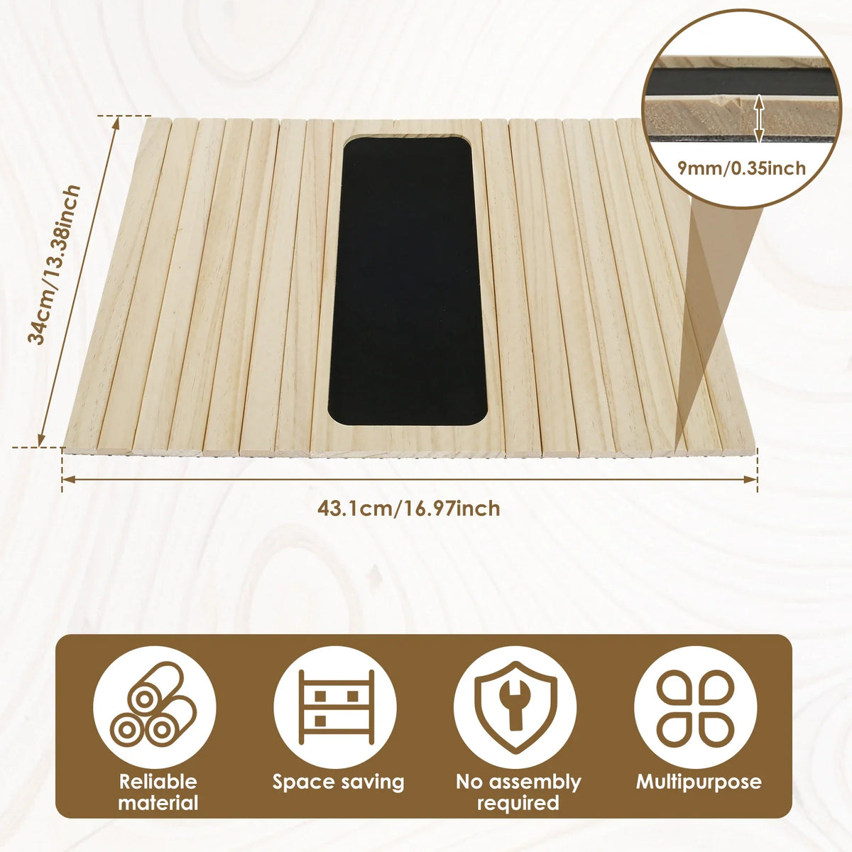 Wood & Bamboo Sofa Arm Tray – Folding Couch Cup Holder