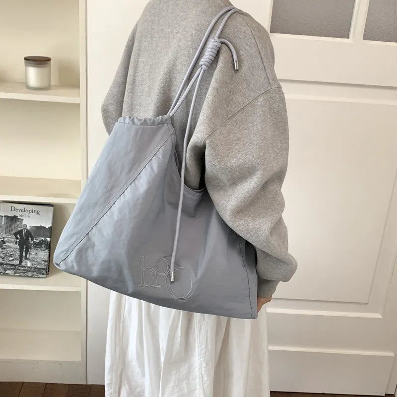 Korean Canvas Tote Bag – Large Women's Commuter Shoulder Bag