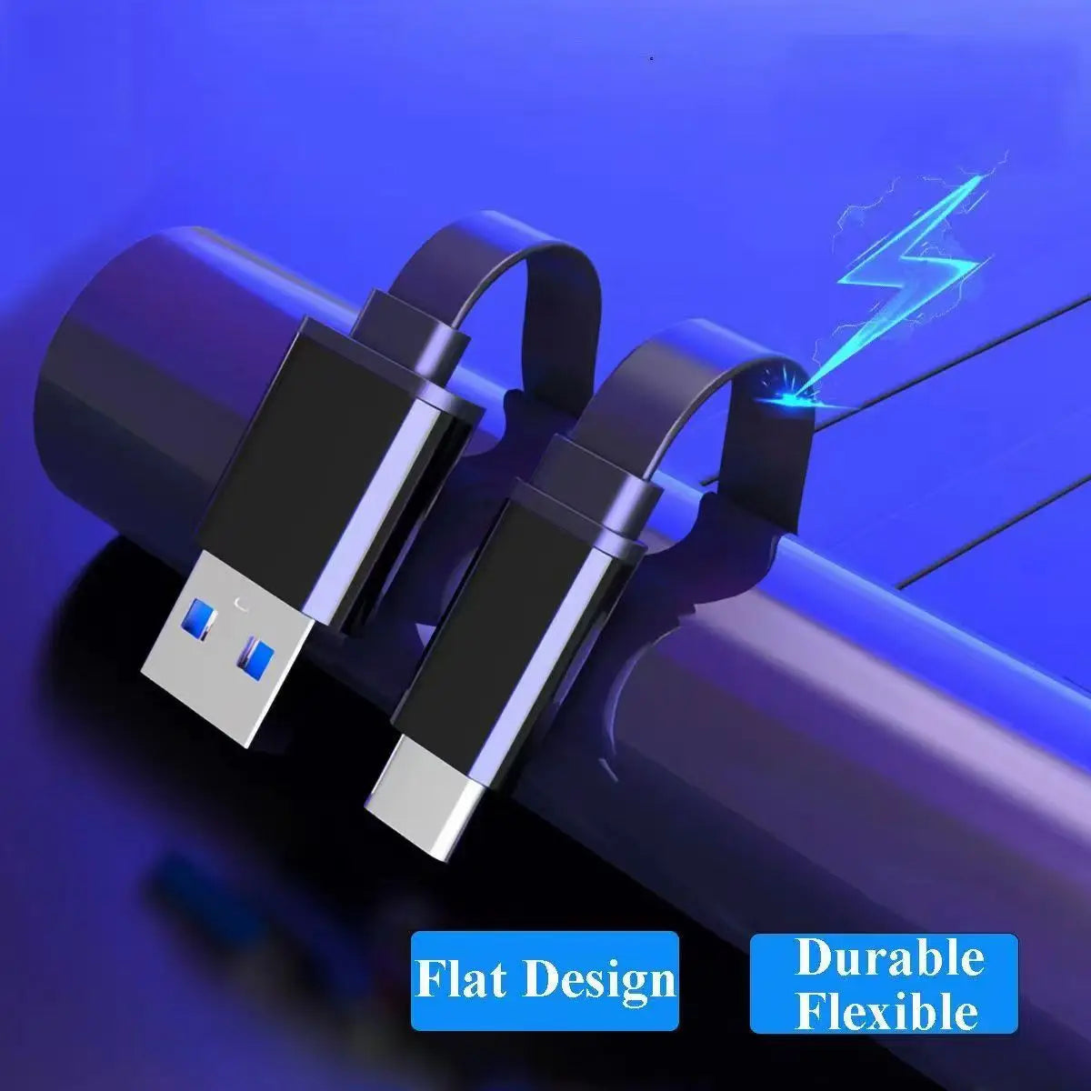 Flat USB to USB-C Cable | PD Fast Charging | Ultra-Thin