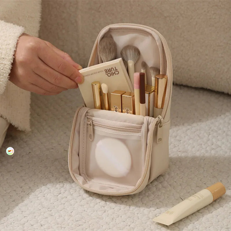 Stand-Up Makeup Brush Bag | Multi-Compartment Travel Organizer