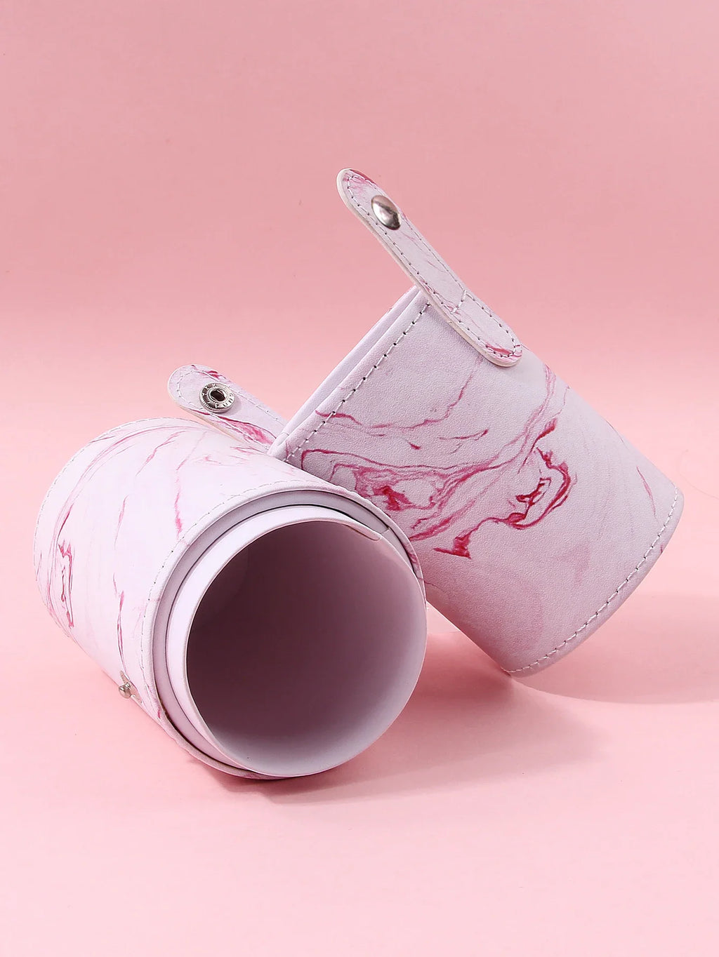 PU Leather Makeup Brush Holder Waterproof Travel Cylinder Bag