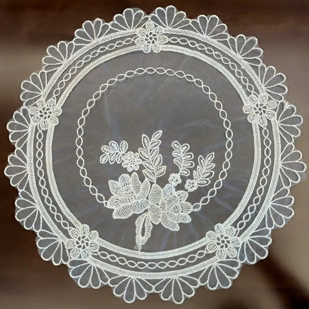 European Lace Embroidery Placemat Round Tray Mat Table Cloth