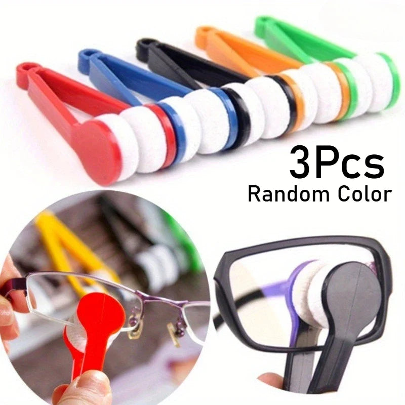 Microfiber Glasses Cleaning Brush & Wipe Tool – 1 or 3 Pack