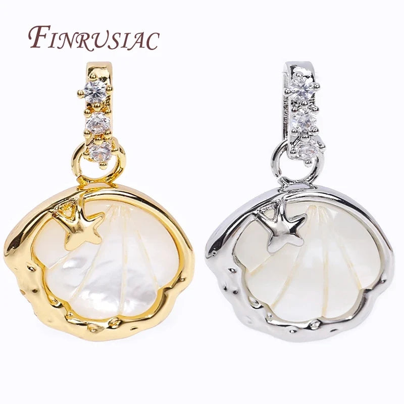 18K Gold Plated Zircon Shell Star Pendant Charm | DIY Jewelry