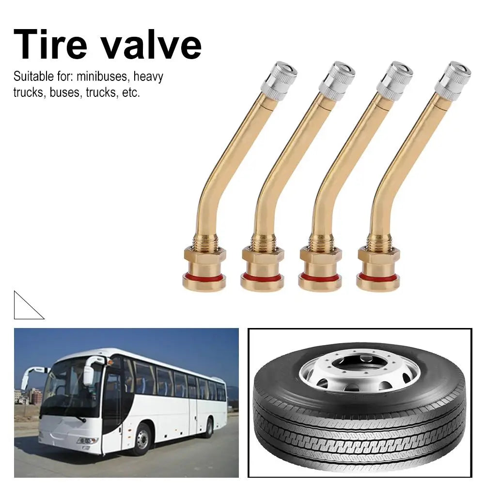 4pcs Brass Truck Tire Valve Stems & Inflation Connectors
