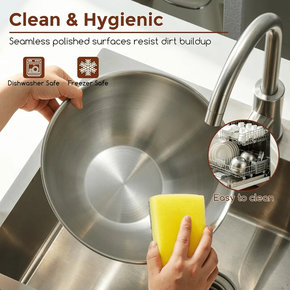 Stainless Steel Mixing Bowl & Sponge Set – Stackable Kitchen Bowl