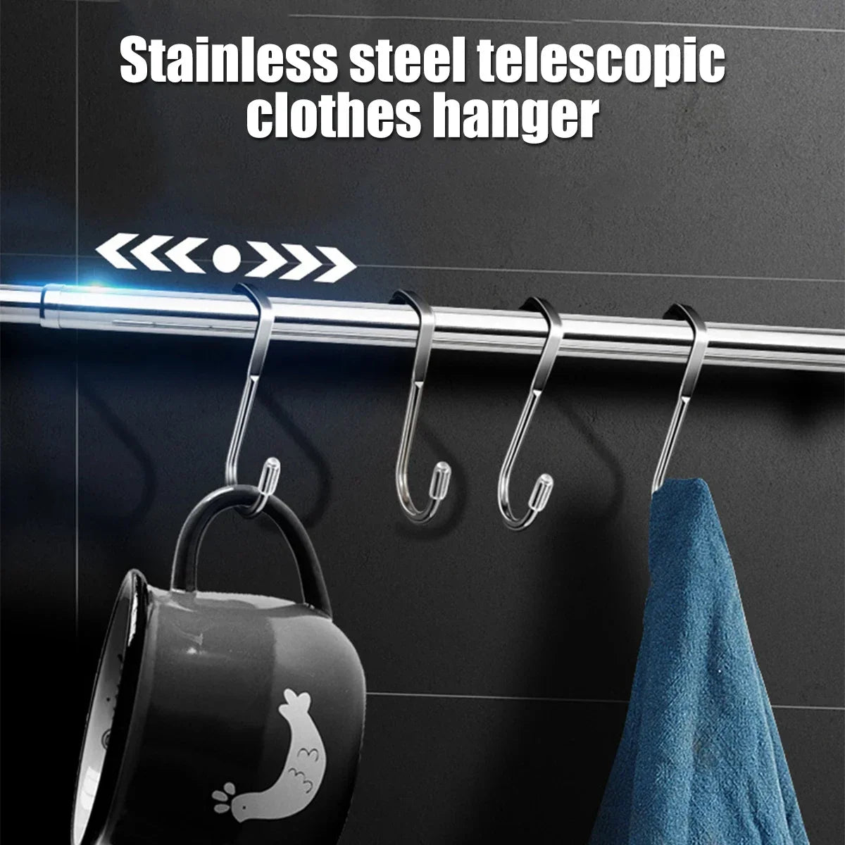 Extendable Clothing Rail 56–100cm Stainless Steel Wardrobe Rod