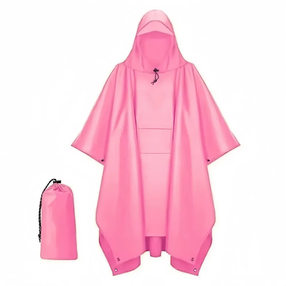 3-in-1 Hooded Waterproof Raincoat – Lightweight Outdoor Poncho