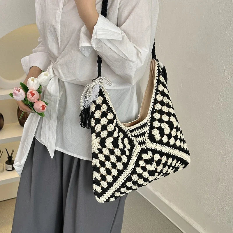 Cotton Crochet Tote Bag – Women's Woven Beach & Travel Bag