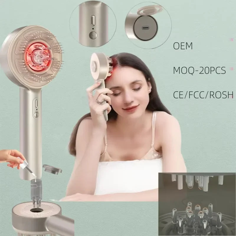 Red Light Electric Scalp Massager Comb & Serum Applicator