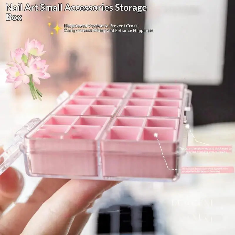 24-Grid Nail Art Organizer Box – Clear PP Storage Container