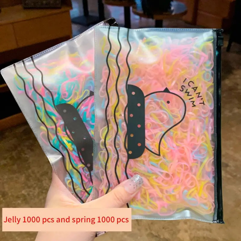 Jelly Spring Color Elastic Hair Ties for Adults & Kids