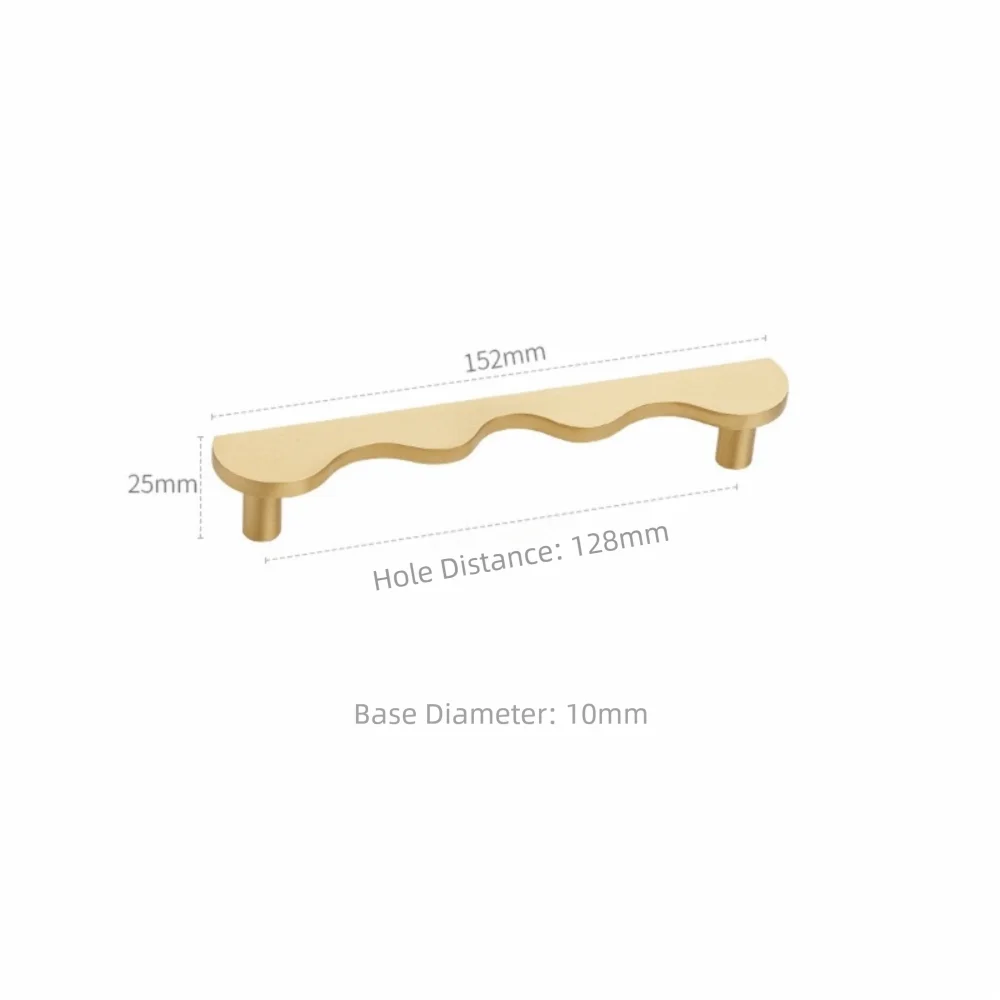 Modern Wave Brass Cabinet Handles & Drawer Pulls – Gold Bronze
