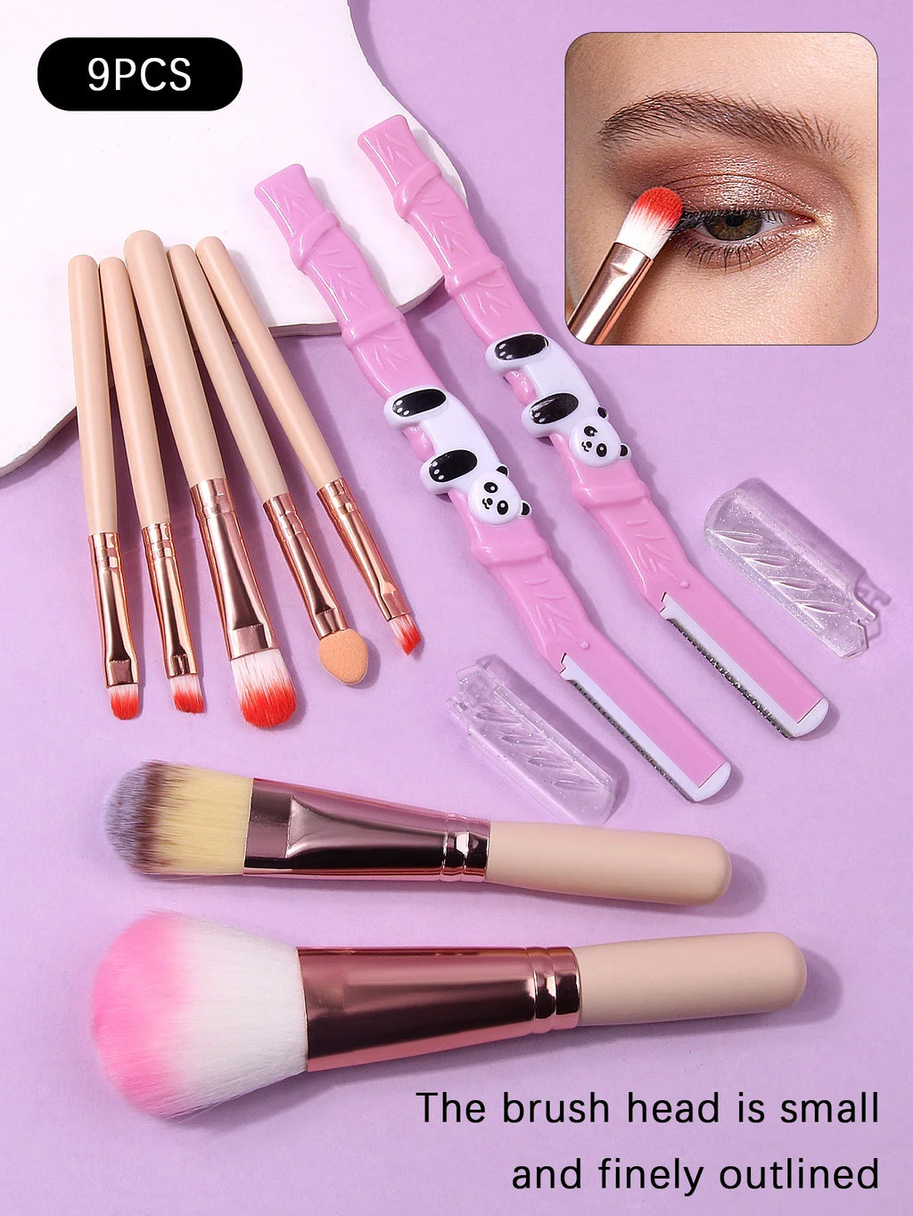 9PCS Mini Makeup Brush Set – Travel Foundation & Eyeshadow Kit