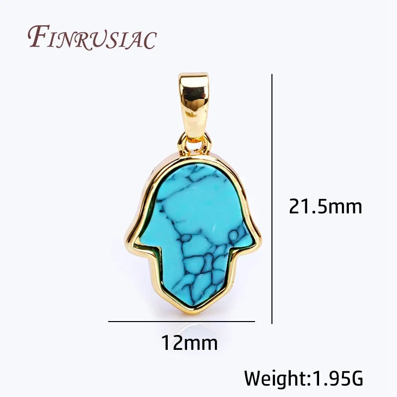 18K Gold Plated Turquoise Hamsa Charm Pendants | DIY Jewelry