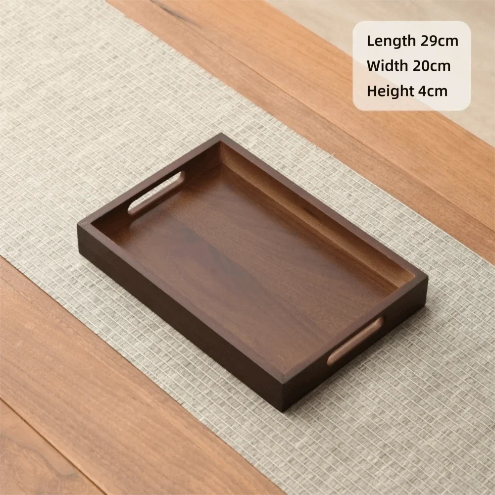 Rectangular Bamboo Serving Tray with Handles – Walnut Color