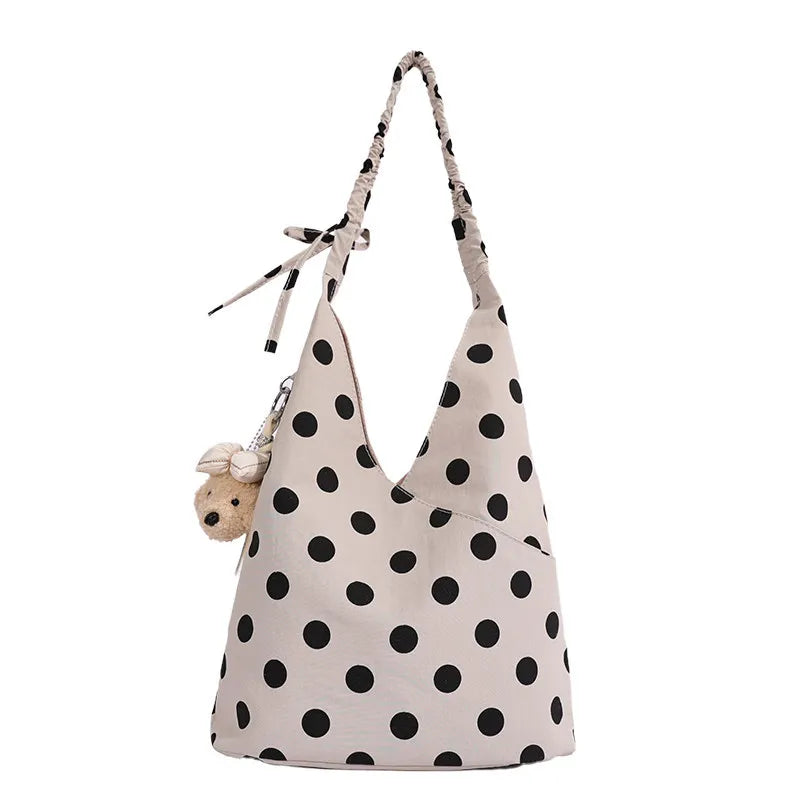 Korean Polka Dot Large Capacity Nylon Tote Shoulder Bag