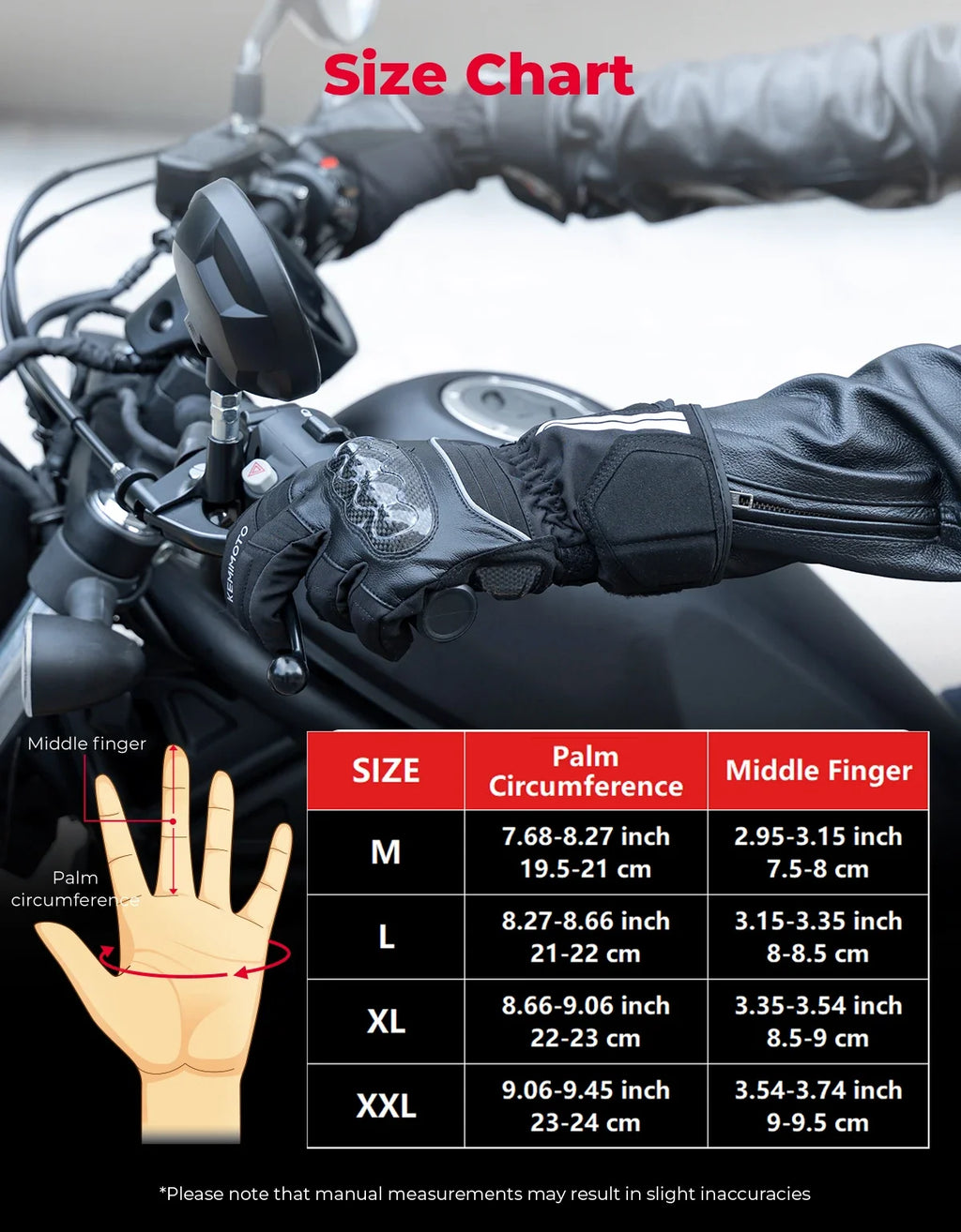 KEMIMOTO Winter Motorcycle Gloves – Waterproof Touchscreen