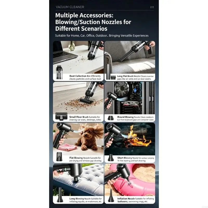 Cordless Handheld Vacuum & Air Duster 20000Pa USB-C Mini Vac