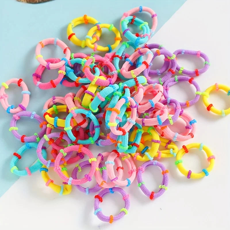 100pcs Elastic Hair Ties & Ponytail Holders – Soft Nylon Bands