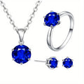 3-Piece Bridal Jewelry Set – Zirconia Necklace, Earrings & Ring