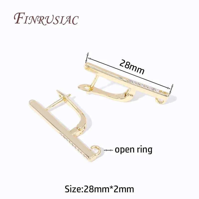 18K Gold Plated Zircon Earring Hooks | DIY Jewelry Findings