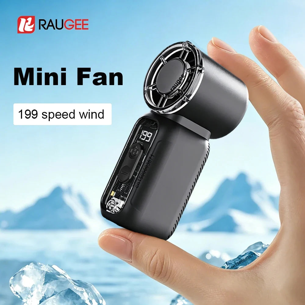 Raugee Mini Handheld Fan USB Rechargeable & Digital Display