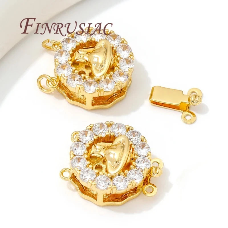 18K Gold Plated Zircon Round Clasps – DIY Bracelet Findings