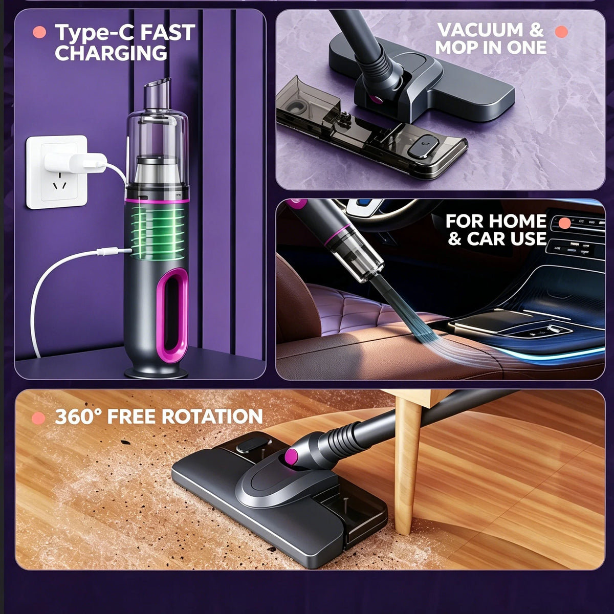 Portable Rechargeable Handheld Vacuum USB-C Bagless | MH-02