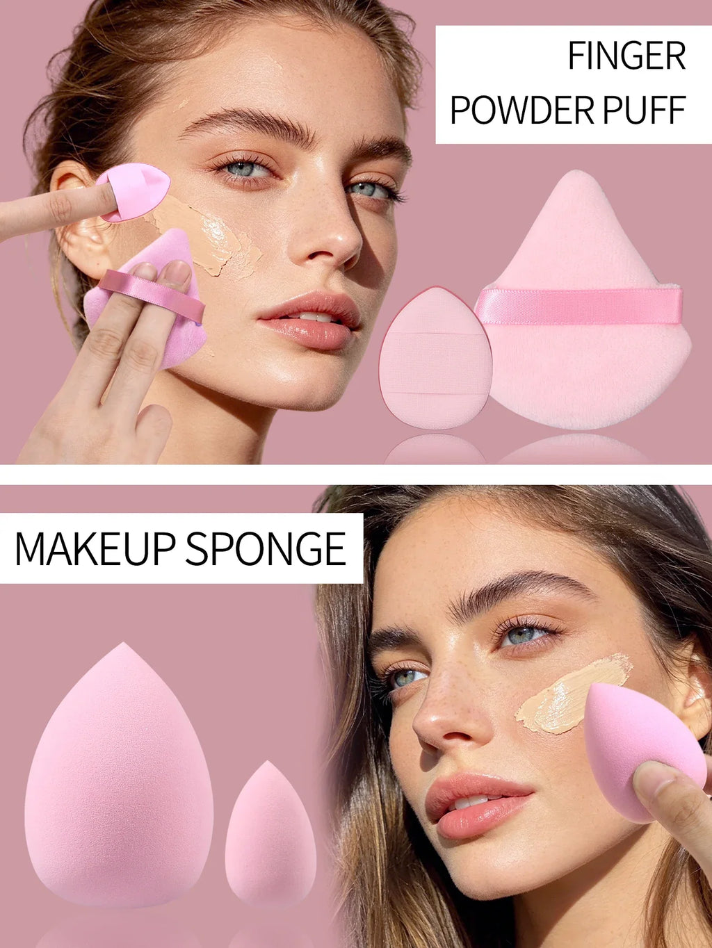 10-Piece Makeup Sponge Set – Puffs, Eggs & Mini Sponges