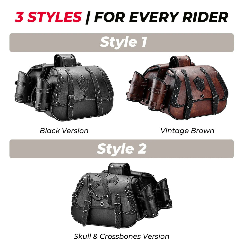 KEMITOUR Motorcycle Saddlebags PU Leather Throw Over Side Bags