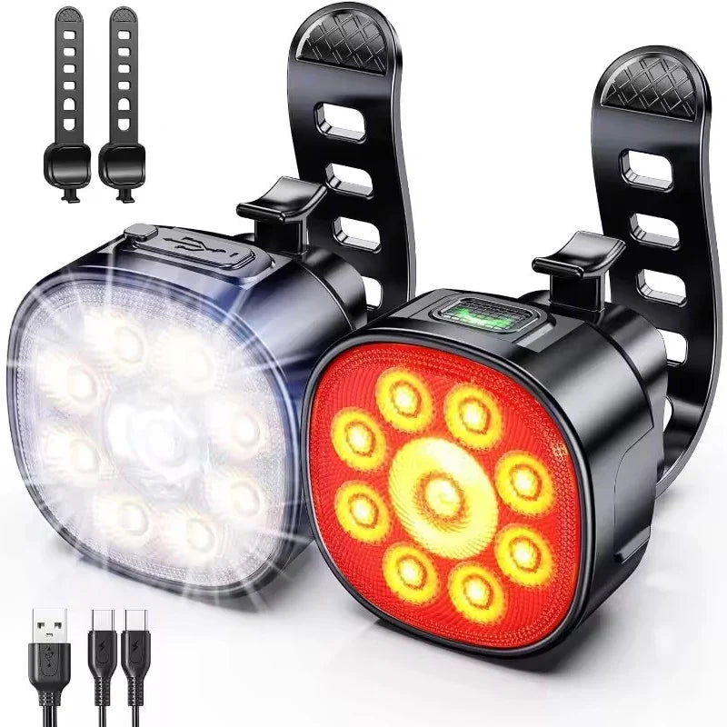 USB Rechargeable Bike Light Set – Front & Rear LED Lights