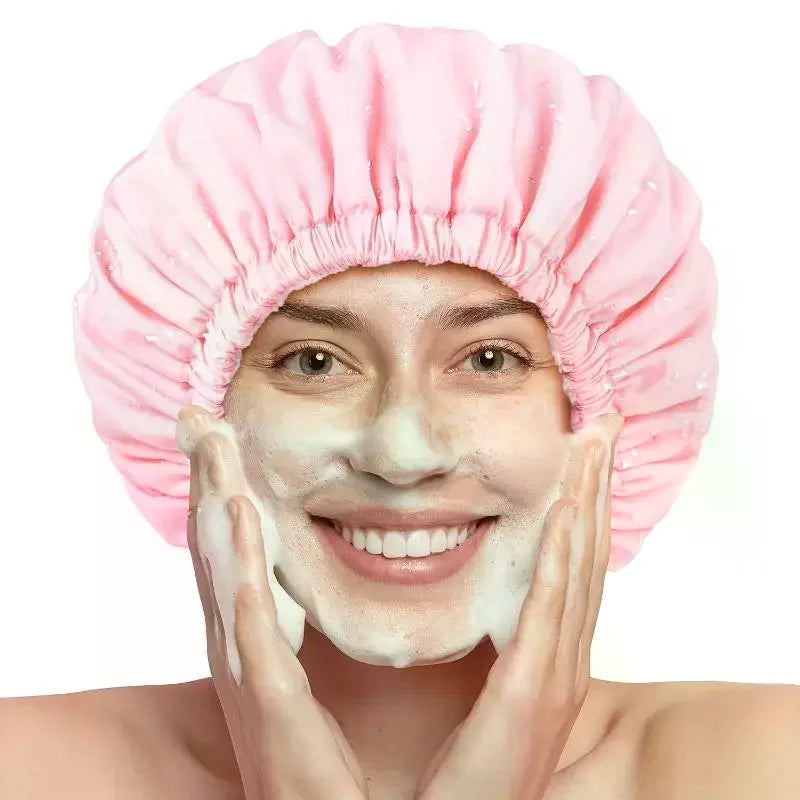 3-in-1 Waterproof Shower Cap – Absorbent Dry Hair Bath Cap