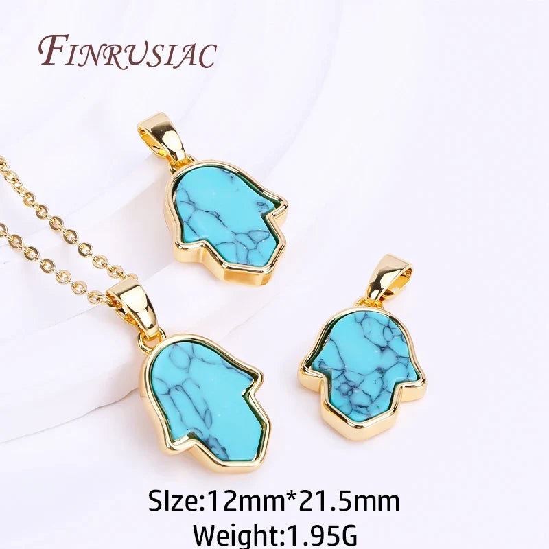 18K Gold Plated Turquoise Geometry Pendant Charms | DIY Necklace