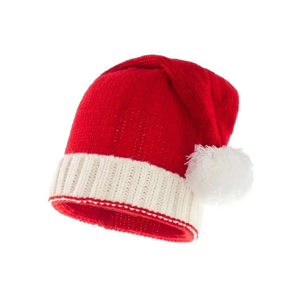Red Knit Christmas Santa Hat – Windproof Winter Hat Kids & Adult