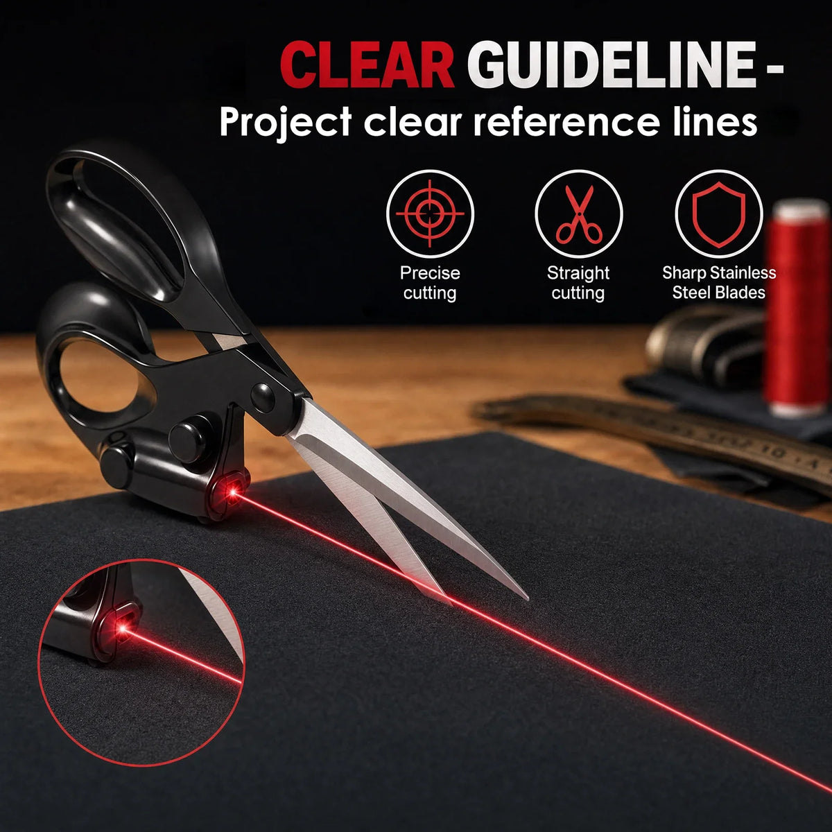 Laser Guided Scissors for Fabric, Sewing & Crafts | Toorise