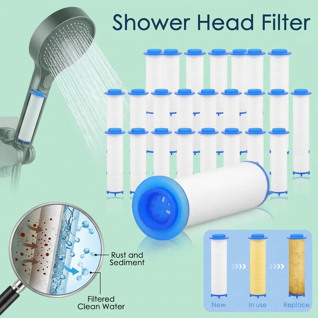 20Pcs PP Cotton Shower Head Filter Replacement Cartridges