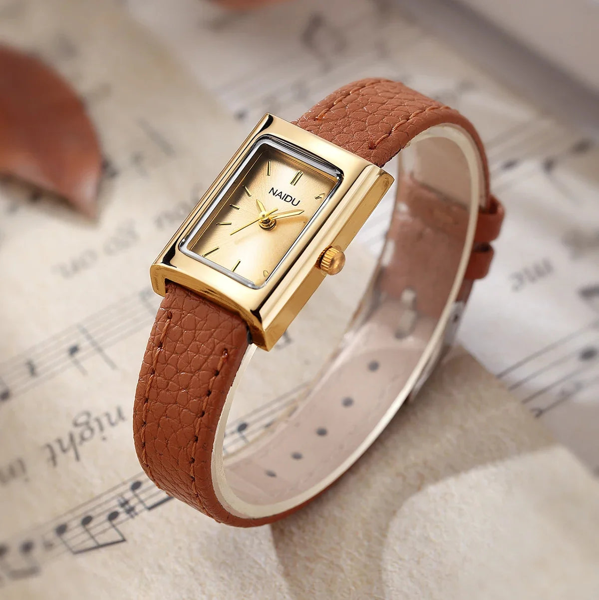 Women's Retro Rectangular Quartz Watch | Leather Band