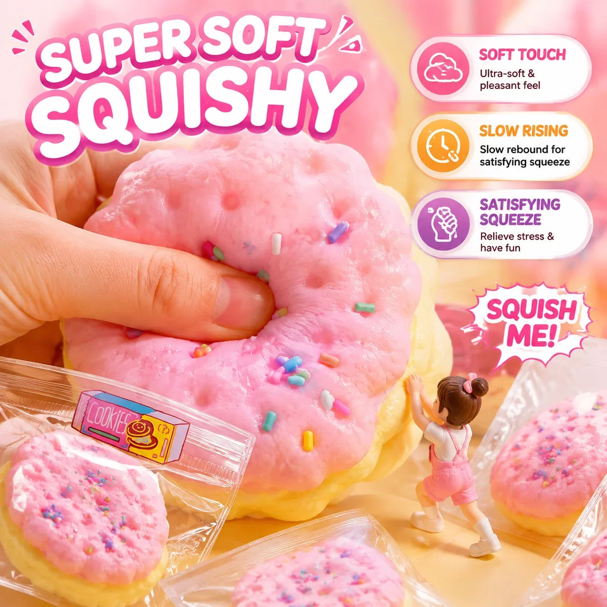 Slow Rising Squishy Food Toy – Soda, Sandwich & Cookie